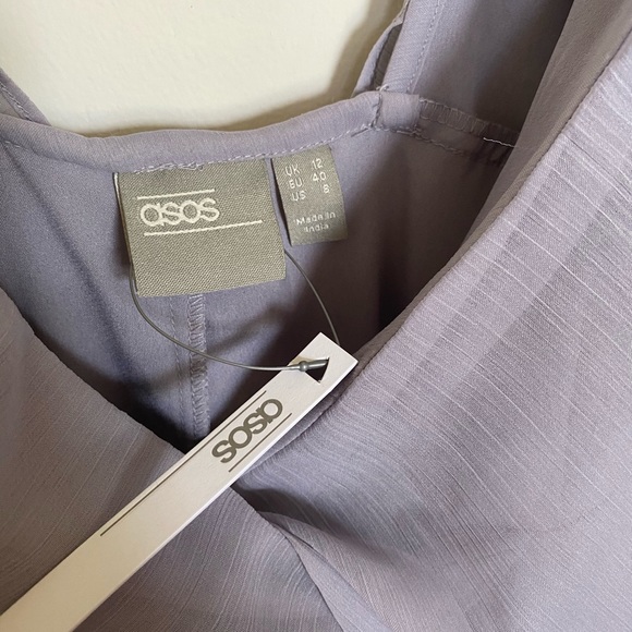 NWT ASOS PLEATED DEEP V NECK FLIRTY DRESS - Picture 7 of 7